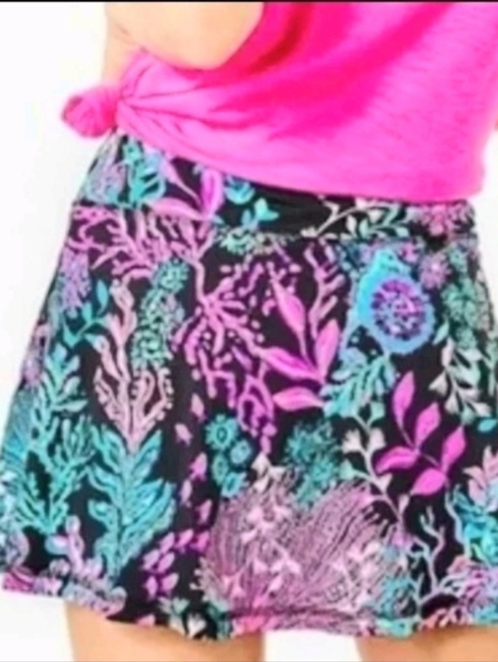 Lilly Pulitzer UPF50+ Luxletic 13" Aila Skort Onyx Twilight Coral M 80s Neon - Picture 3 of 10